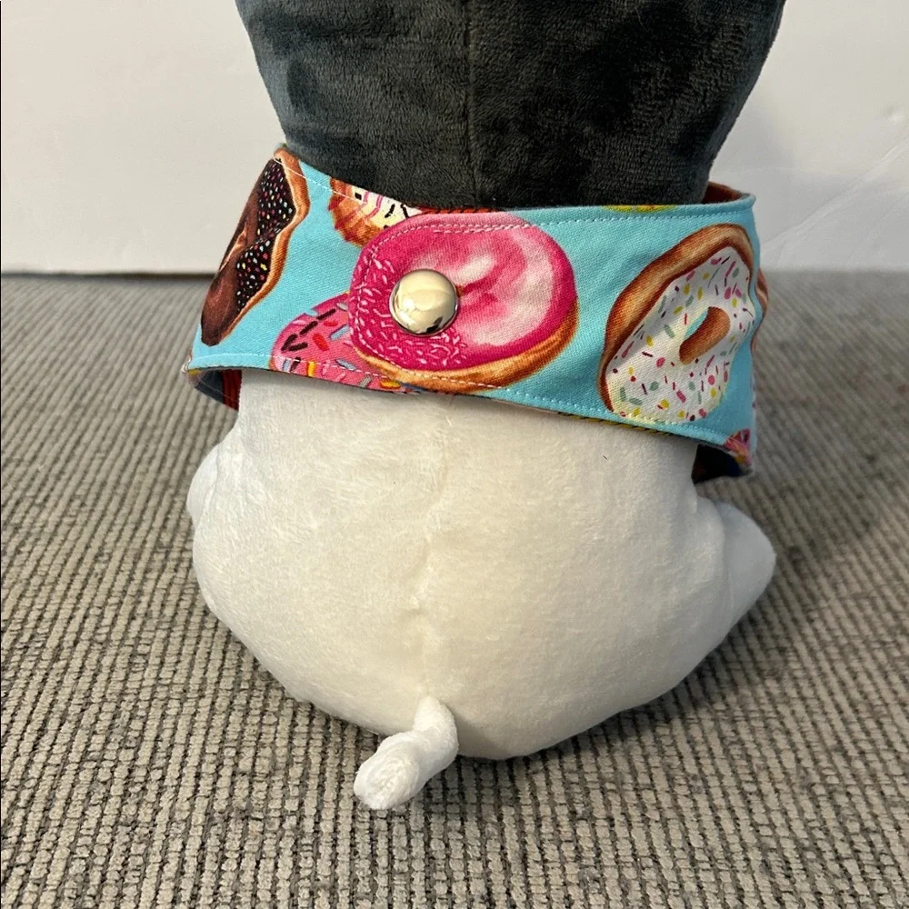 Dog Bandana Cupcake Print and Donuts reversible snaps closed neckerchief for dog